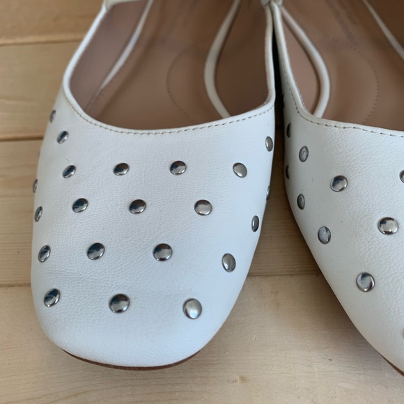 Time And Tru Memory Foam Elegant White Studded Women's Flats - Picture 7 of 9